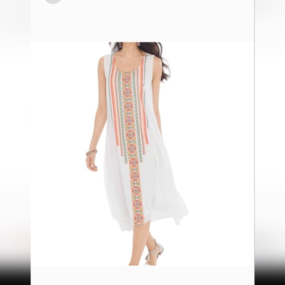 Chico's White Dress with Orange and Yellow Embroidery - Picture 8 of 8